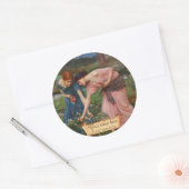 Sticker Rond Plaque pré-Raphaelite "Rassembler Ye Rosebuds" (Enveloppe)