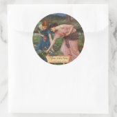 Sticker Rond Plaque pré-Raphaelite "Rassembler Ye Rosebuds" (Sac)