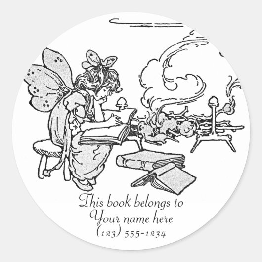Sticker Rond Plaque "Reading Fairy" (Devant)
