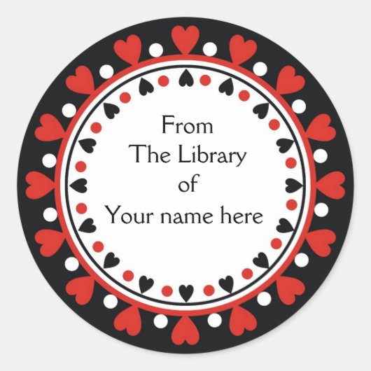 Sticker Rond Plaque - Red Hearts Pois blanc (Devant)