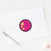 Sticker Rond Plaque rose aux coeurs (Enveloppe)