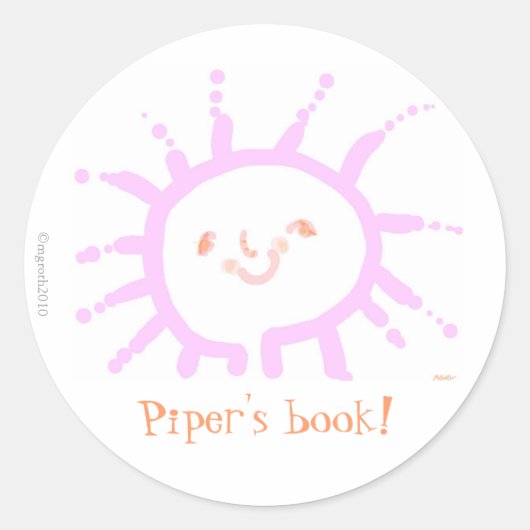 Sticker Rond plaque rose bonheur (Devant)