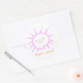 Sticker Rond plaque rose bonheur (Enveloppe)