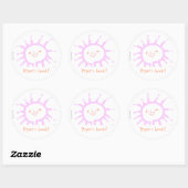 Sticker Rond plaque rose bonheur (Feuille)