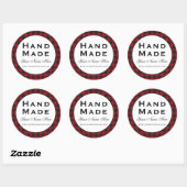 Sticker Rond Plaqué rouge fait main (Feuille)