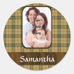 Sticker Rond Plaqué tartan de Saskatchewan personnalisé