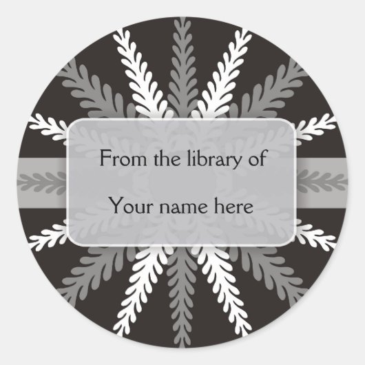 Sticker Rond Plaques blanches noires - Flocon de neige gris arg (Devant)