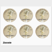 Sticker Rond Plaques de conception de microphone vintage (Feuille)