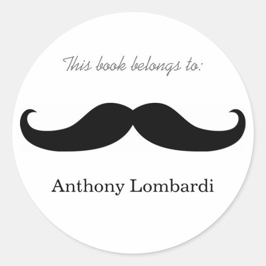 Sticker Rond Plaques de livre de Moustache (Devant)