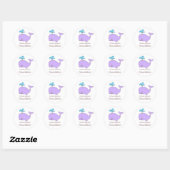 Sticker Rond Plaques de livres pour baleines violettes et bleue (Feuille)