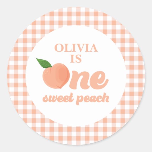 Sticker Rond Plaques de papier d'anniversaire d'une pêche douce (Devant)