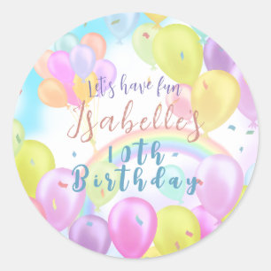 Sticker Rond Plaques en papier d'anniversaire de Balloon Pastel