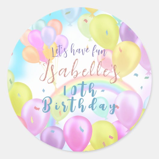 Sticker Rond Plaques en papier d'anniversaire de Balloon Pastel (Devant)