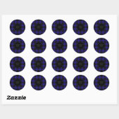 Sticker Rond Plat noir bleu monogramme (Feuille)