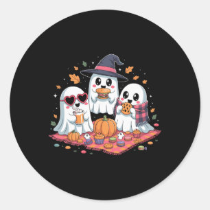 Sticker Rond Plat Pique-Nique Ghost Halloween Scène