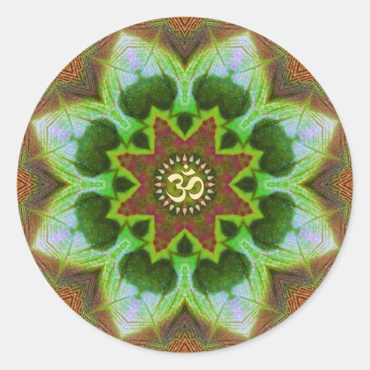 Sticker Rond Plate d'art géométrique Lotus Om Mandala (Devant)