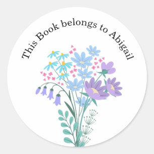 Sticker Rond Plate-forme Fleur sauvage Floral Blue Lilac