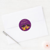 Sticker Rond Plate-forme fleurie jaune violet (Enveloppe)