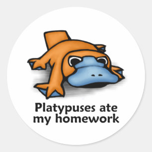 Sticker Rond Platype mangeait mes devoirs