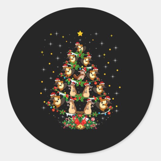 Sticker Rond Platypus Christmas Tee Gift Santa Hat Platypus Chr (Devant)