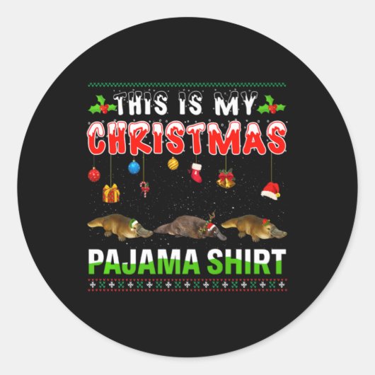 Sticker Rond Platypus Xmas Animals Squad This Is My Christmas P (Devant)
