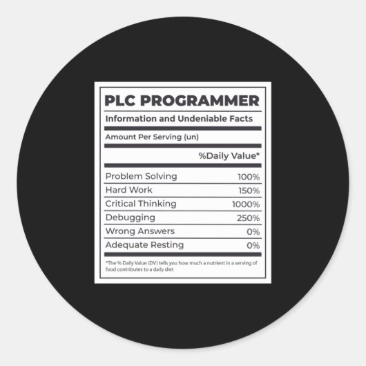 Sticker Rond PLC Programmer Funny Programmation Faits (Devant)