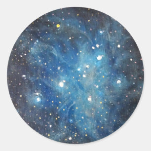 Sticker Rond Pléiades Space Art Constellation Peinture Imprimer