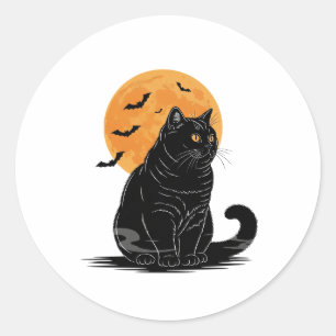 Sticker Rond Pleine lune Brit - Halloween Shorthair britannique
