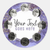 Sticker Rond Pleine lune d'aquarelle Cycle lunaire Nuit Sky Ene (Devant)