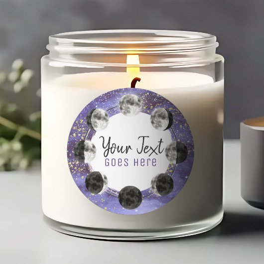 Sticker Rond Pleine lune d'aquarelle Cycle lunaire Nuit Sky Ene