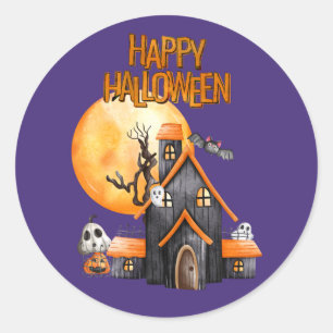 Sticker Rond Pleine lune Halloween heureux
