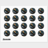 Sticker Rond Pleine Lune Loup Hurleur (Feuille)