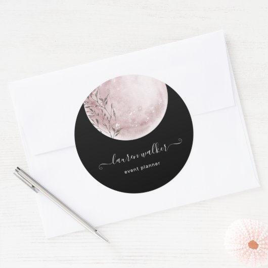 Sticker Rond Pleine lune rose pâle élégant (Enveloppe)