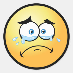 Sticker Rond Pleurer Emoji Grand