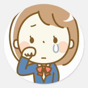 Sticker Rond Pleurer femme triste deuil excuses larmes regret