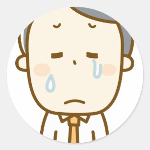 Sticker Rond Pleurer un homme triste deuil les excuses le regre
