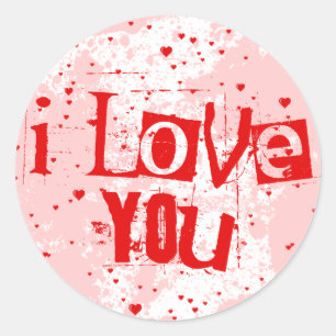 Sticker Rond pleurs de coeur : je vous aime
