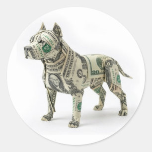 Sticker Rond Pliage de billets Pitbull
