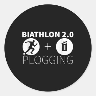 Sticker Rond Plogging Biathlon 2.0 Jogging Et Pr De l'environne