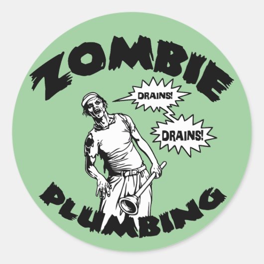 Sticker Rond Plomberie Zombie (Devant)