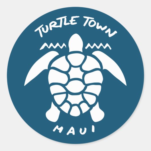 Sticker Rond Plongée Avec Tortues De Mer - Turtle Town Maui (Devant)