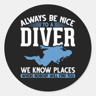 Sticker Rond Plongée Funny Diver Plongée