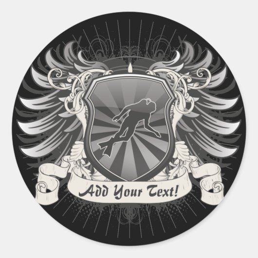 Sticker Rond Plongée heraldique (Devant)