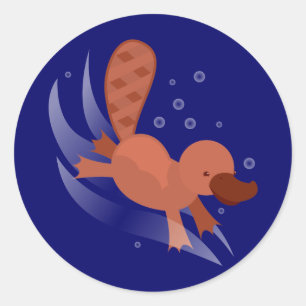 Sticker Rond plongée mignonne d'ornithorynque
