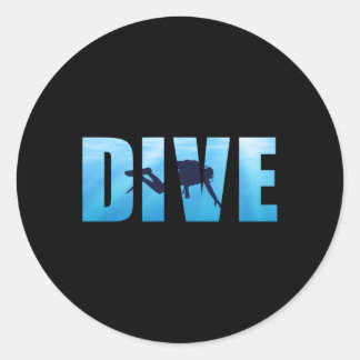 Sticker Rond Plongée Plongée Plongée Plongée Diver Amusante Idé