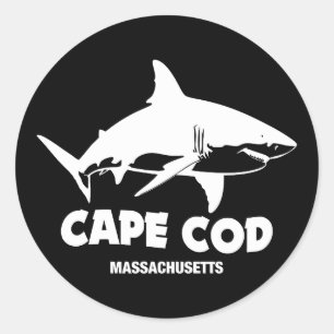 Sticker Rond Plongée sous-marine avec de grands requins blancs