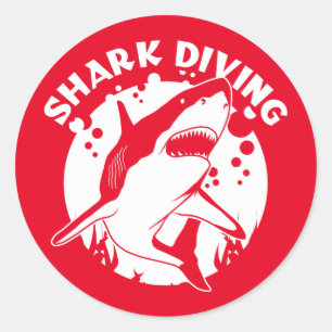 Sticker Rond Plongée Sous-Marine Avec Requins