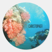 Sticker Rond Plongée sous-marine Personnalisée (Devant)