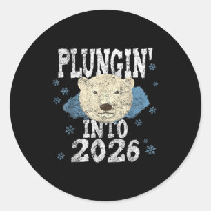 Sticker Rond Plongeon de Lar Bear - Plongeant dans l'eau froide