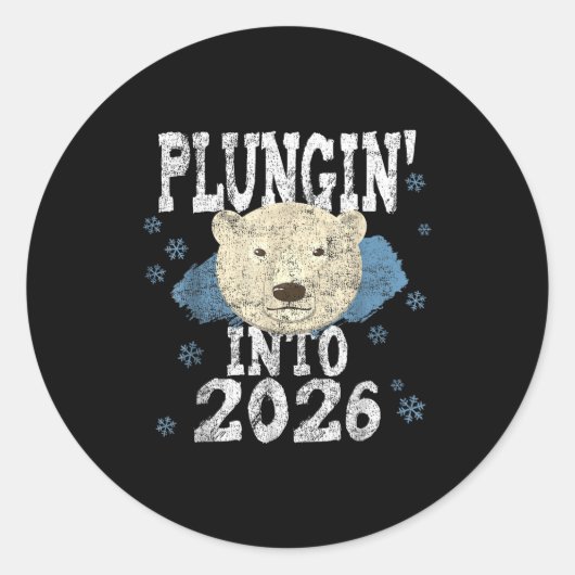 Sticker Rond Plongeon de Lar Bear - Plongeant dans l'eau froide (Devant)